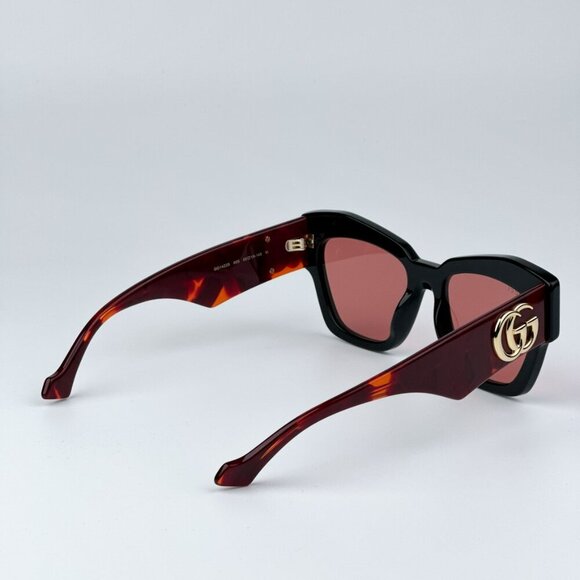 Gucci GG1422S 005 BRAND NEW Sunglasses Black Havana Rust Square Women main image 9